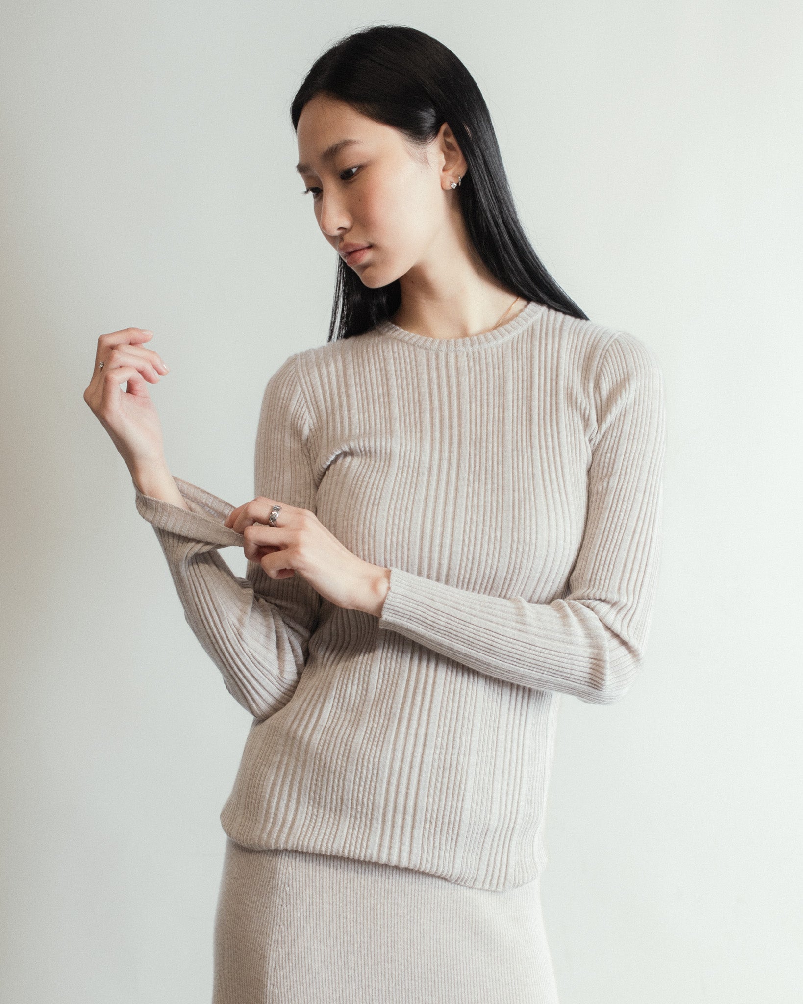 Linea Rib Sheer Cashmere Top Mysto Cashmere