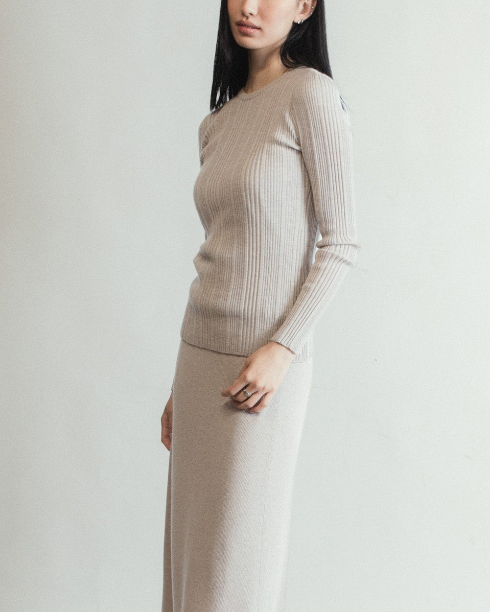 Linea Rib Sheer Cashmere Top Mysto Cashmere