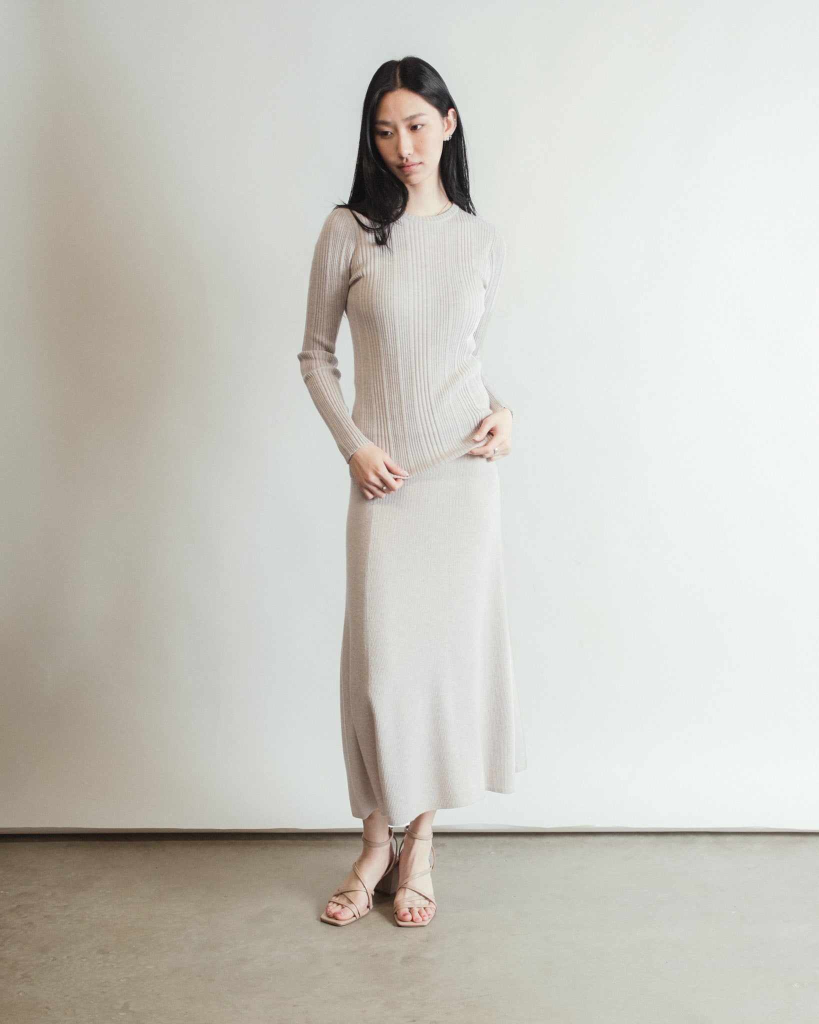 Linea Rib Sheer Cashmere Top Mysto Cashmere