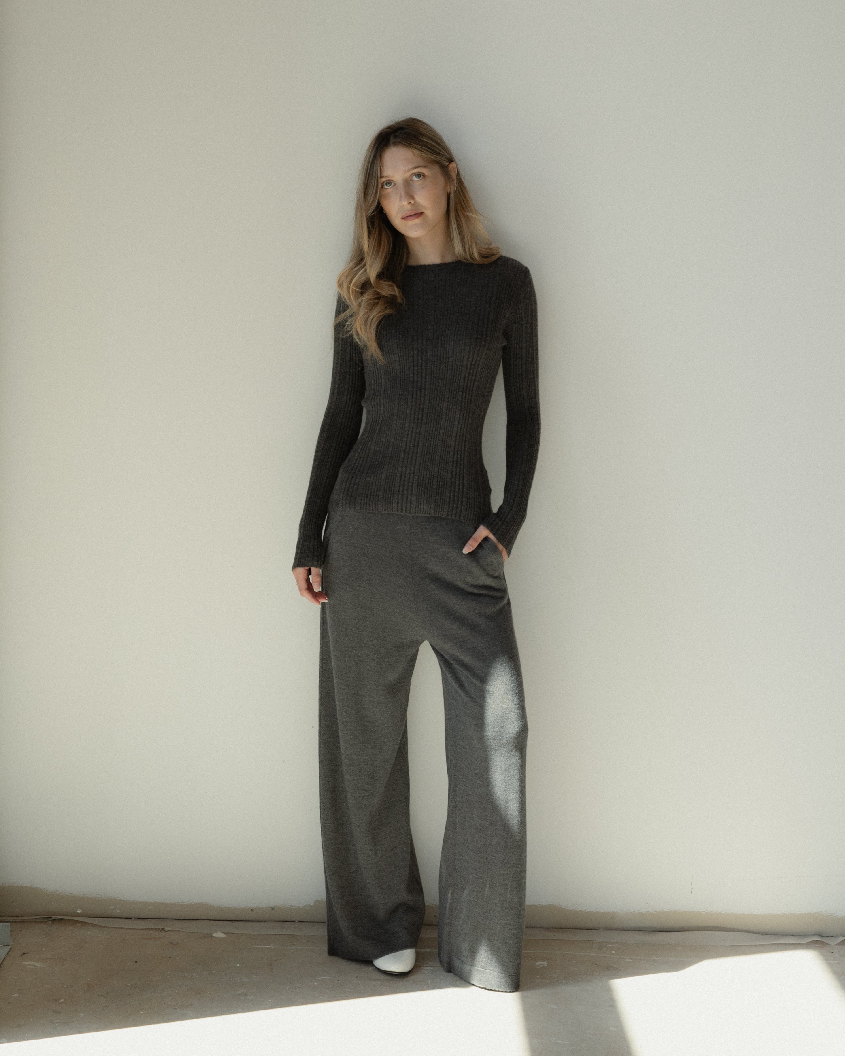 Linea Rib Sheer Cashmere Top Mysto Cashmere