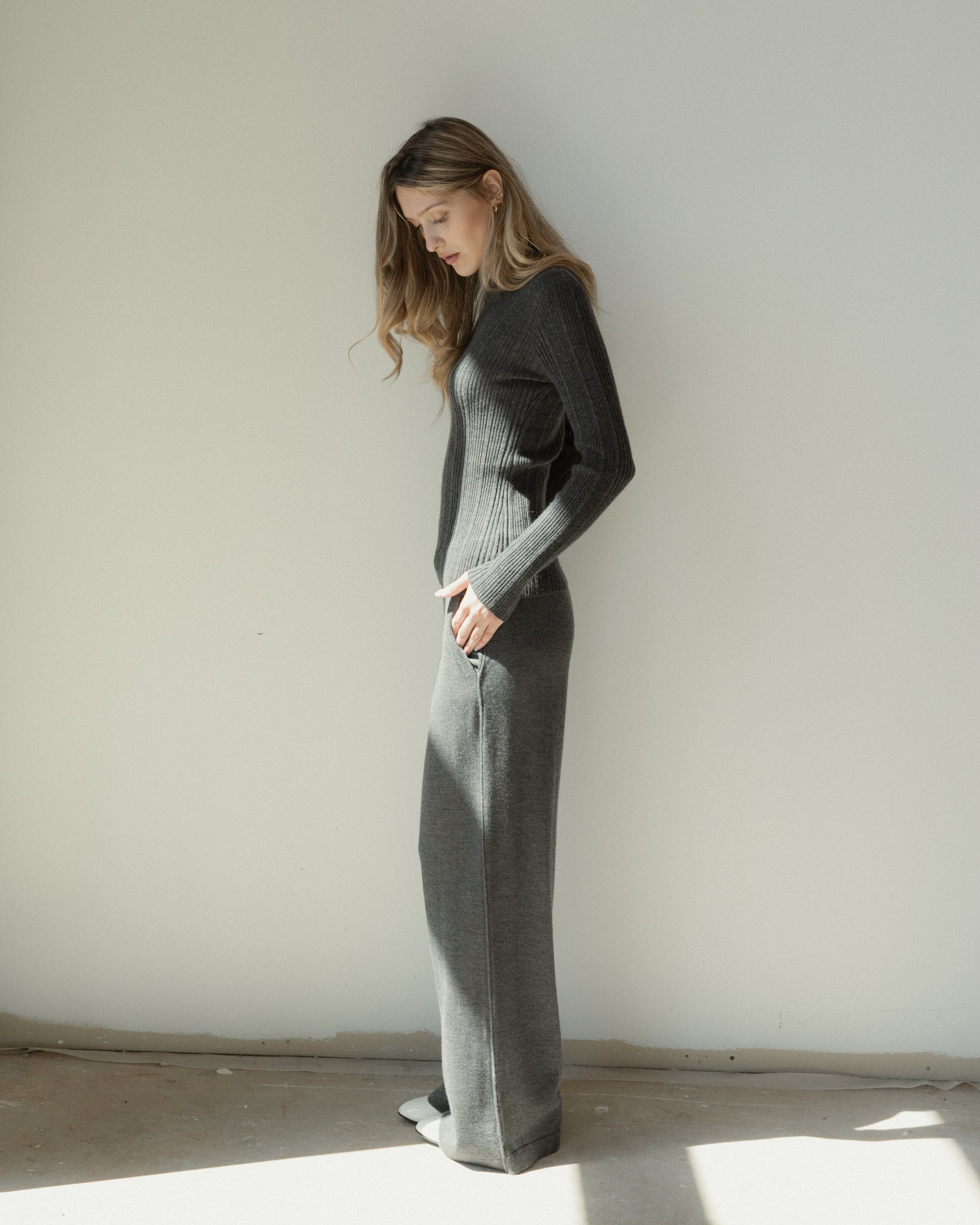 Linea Rib Sheer Cashmere Top Mysto Cashmere