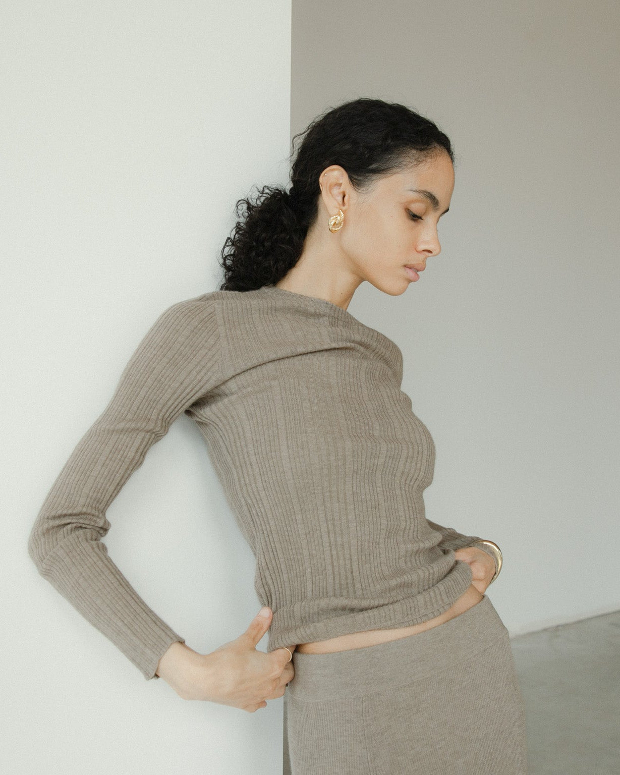 Linea Rib Sheer Cashmere Top Mysto Cashmere