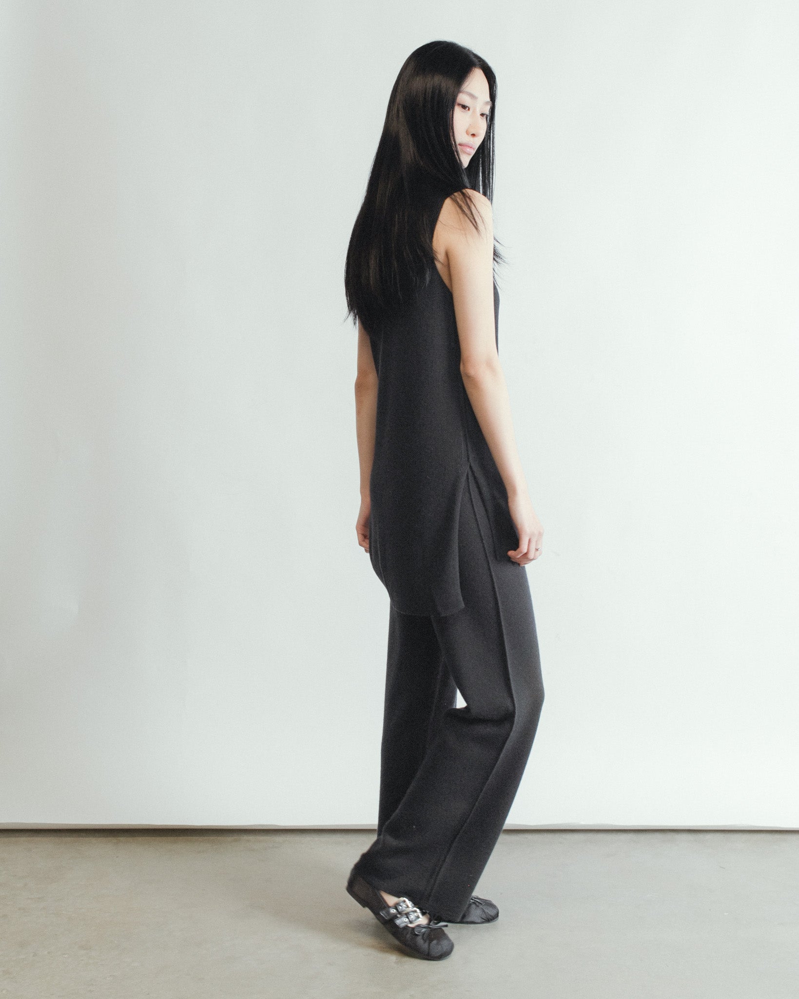 Linea Side-Slit Top Mysto Cashmere