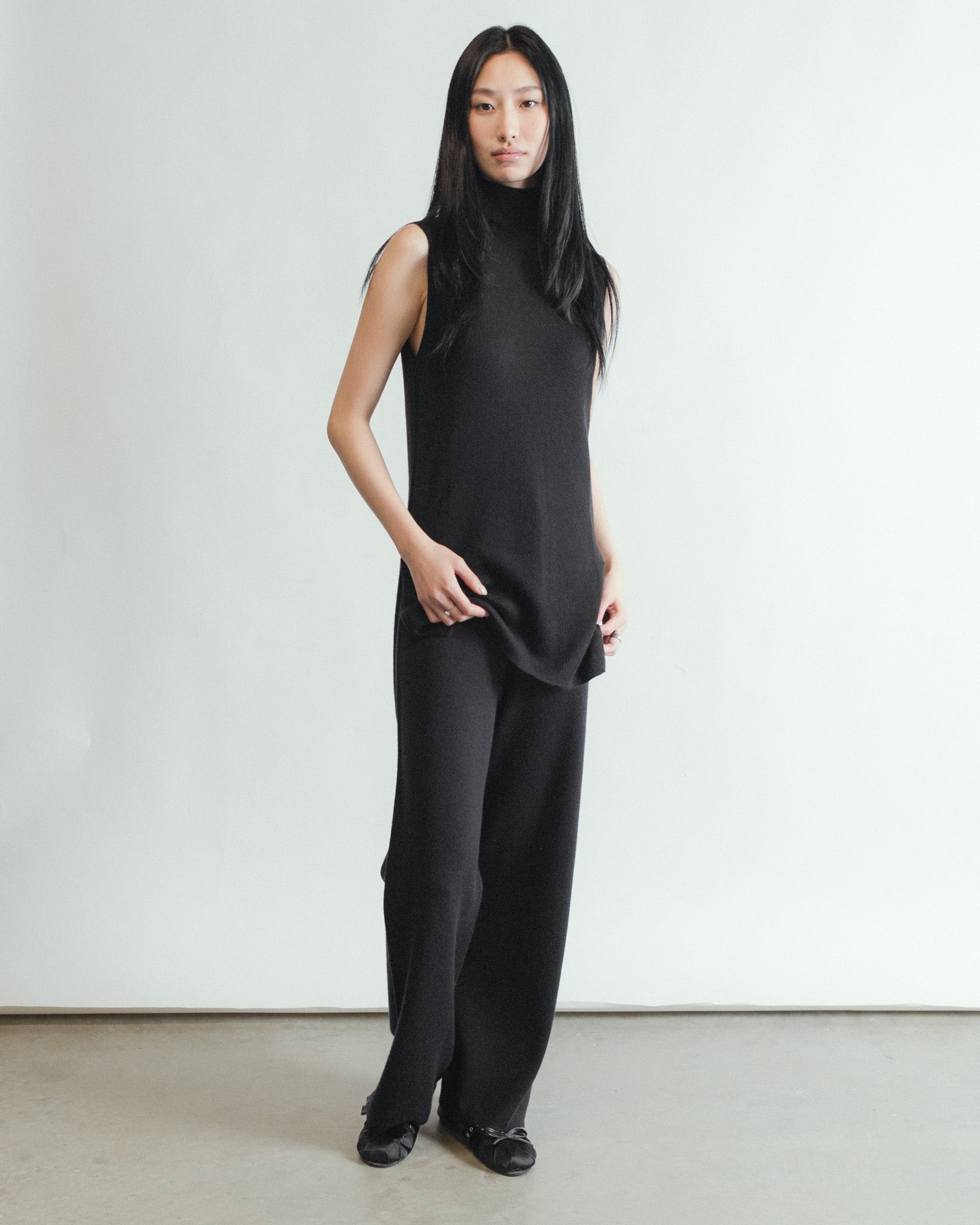 Linea Side-Slit Top Mysto Cashmere