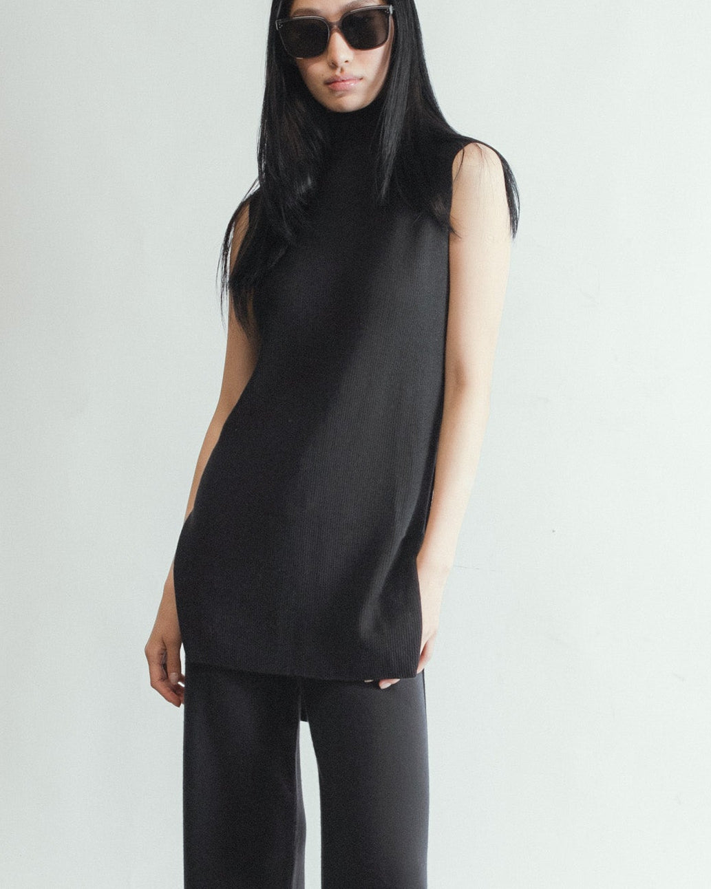 Linea Side-Slit Top Mysto Cashmere