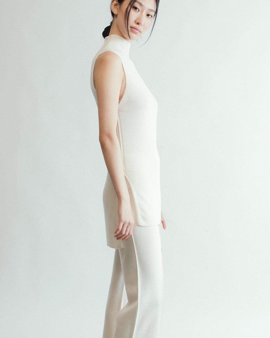 Linea Side-Slit Top Mysto Cashmere