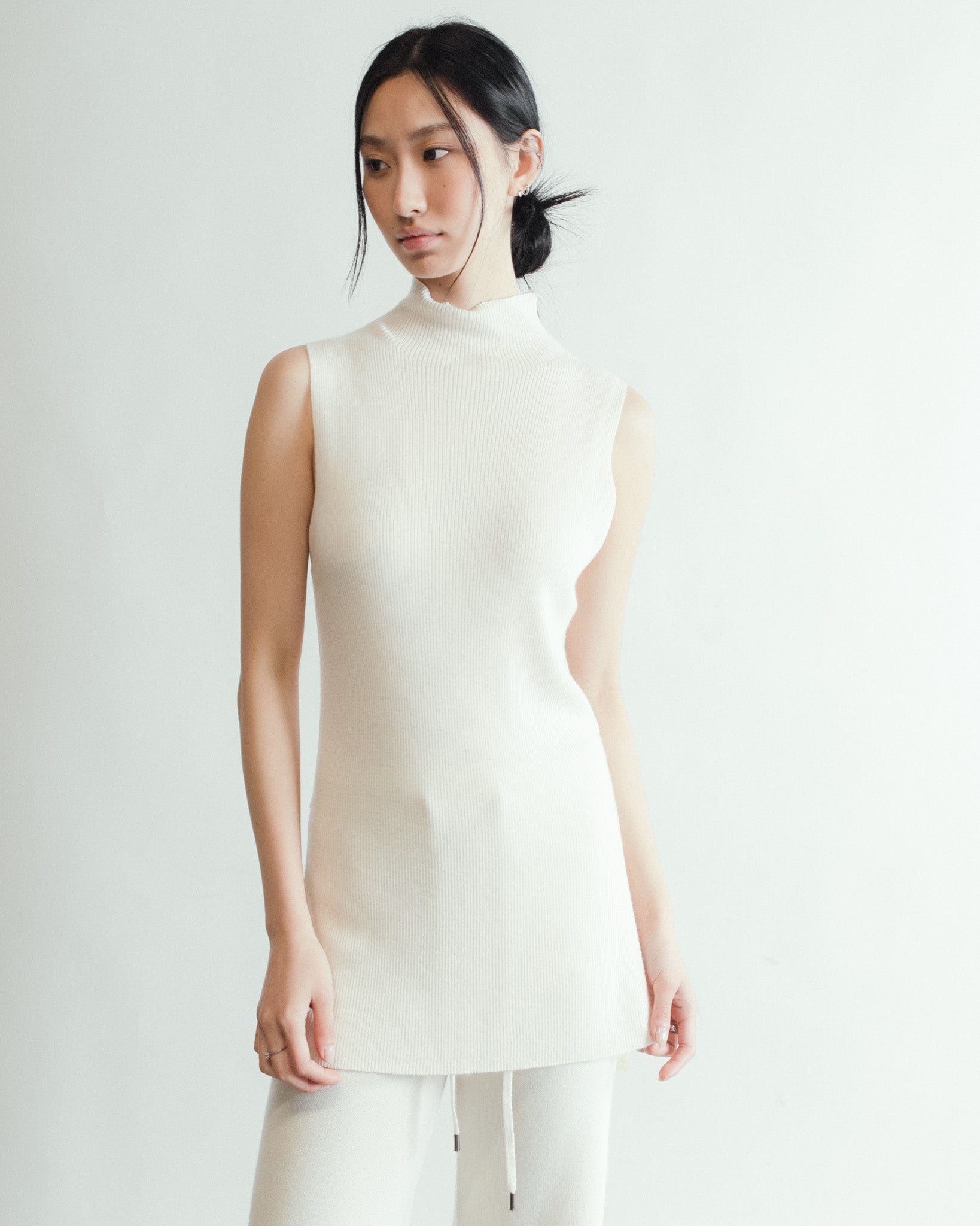 Linea Side-Slit Top Mysto Cashmere