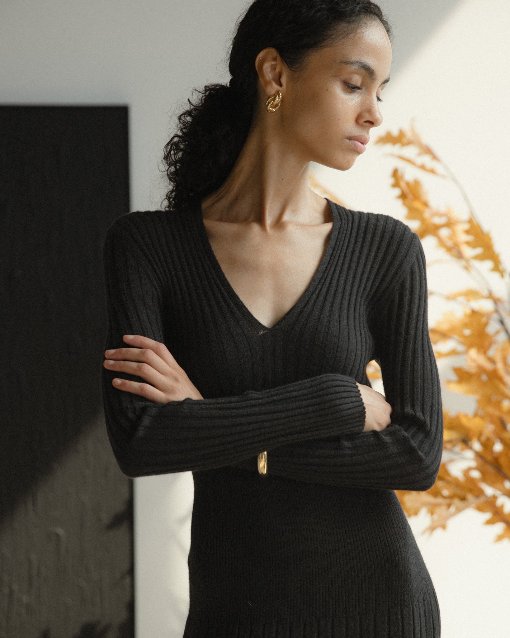Linea V-Neck Dress Mysto Cashmere