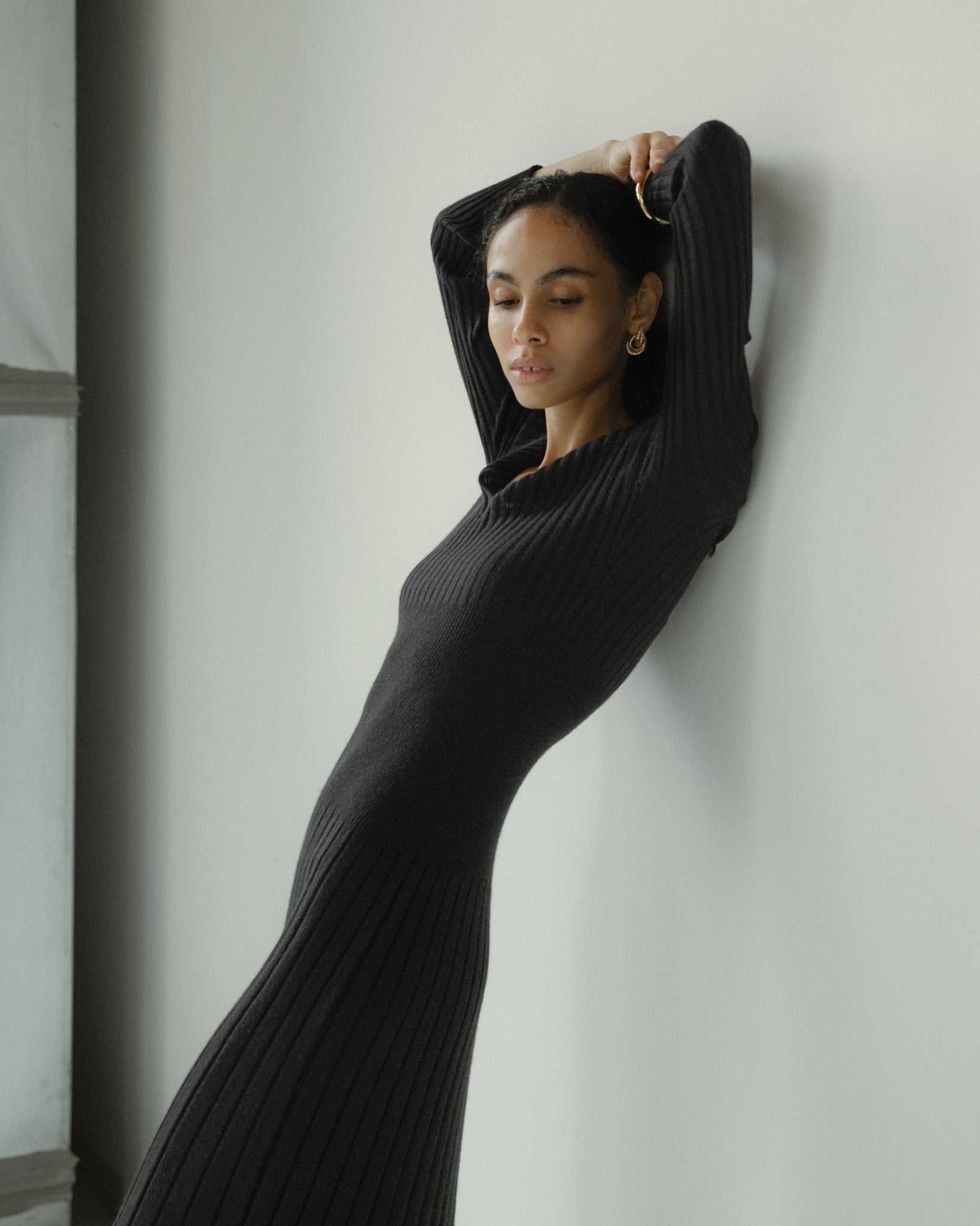 Linea V-Neck Dress Mysto Cashmere