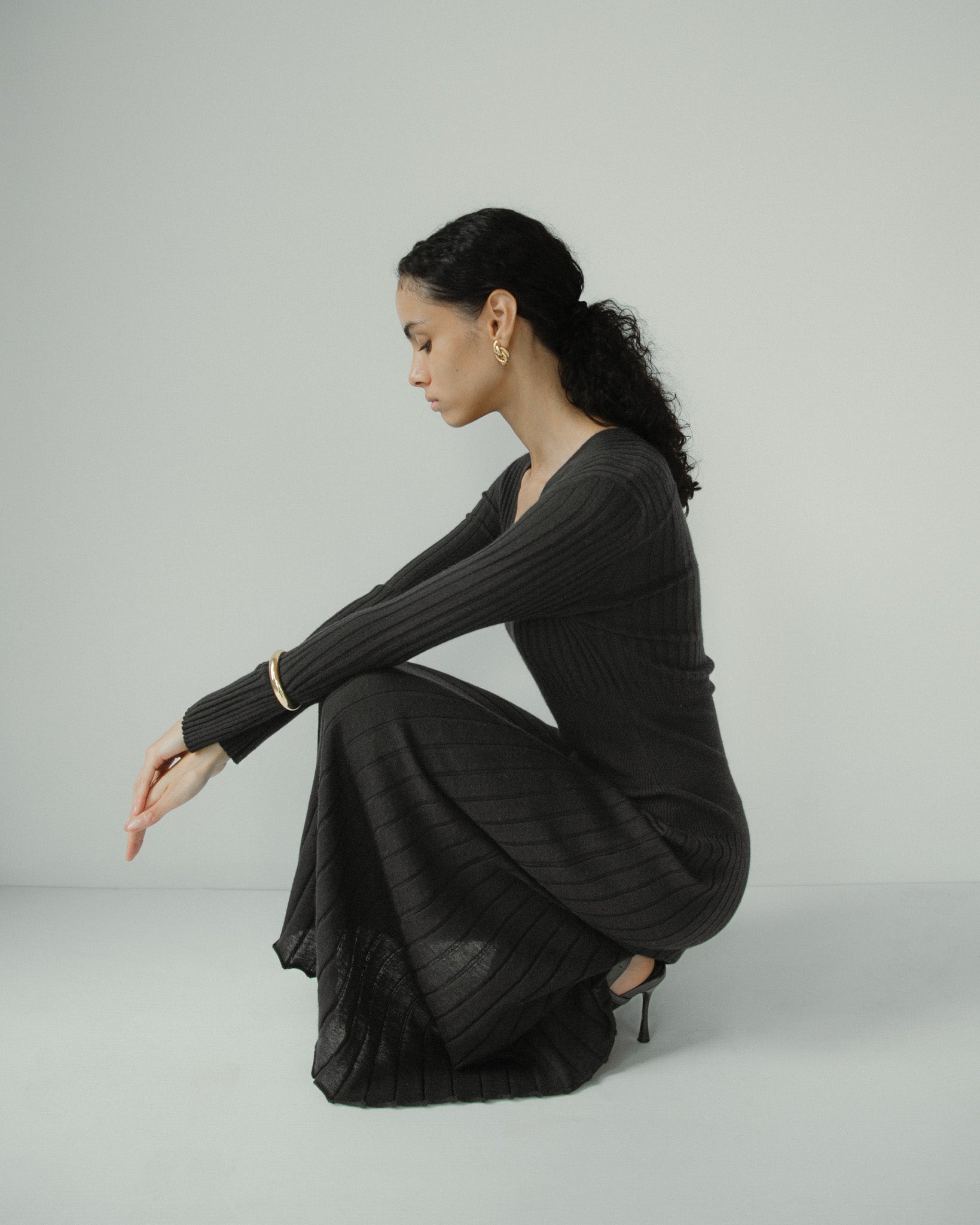 Linea V-Neck Dress Mysto Cashmere
