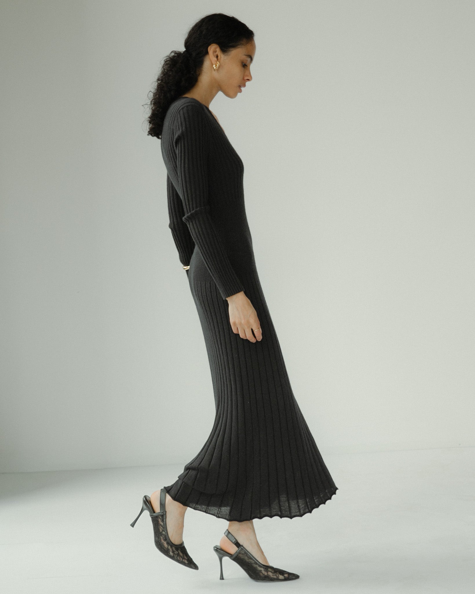 Linea V-Neck Dress Mysto Cashmere