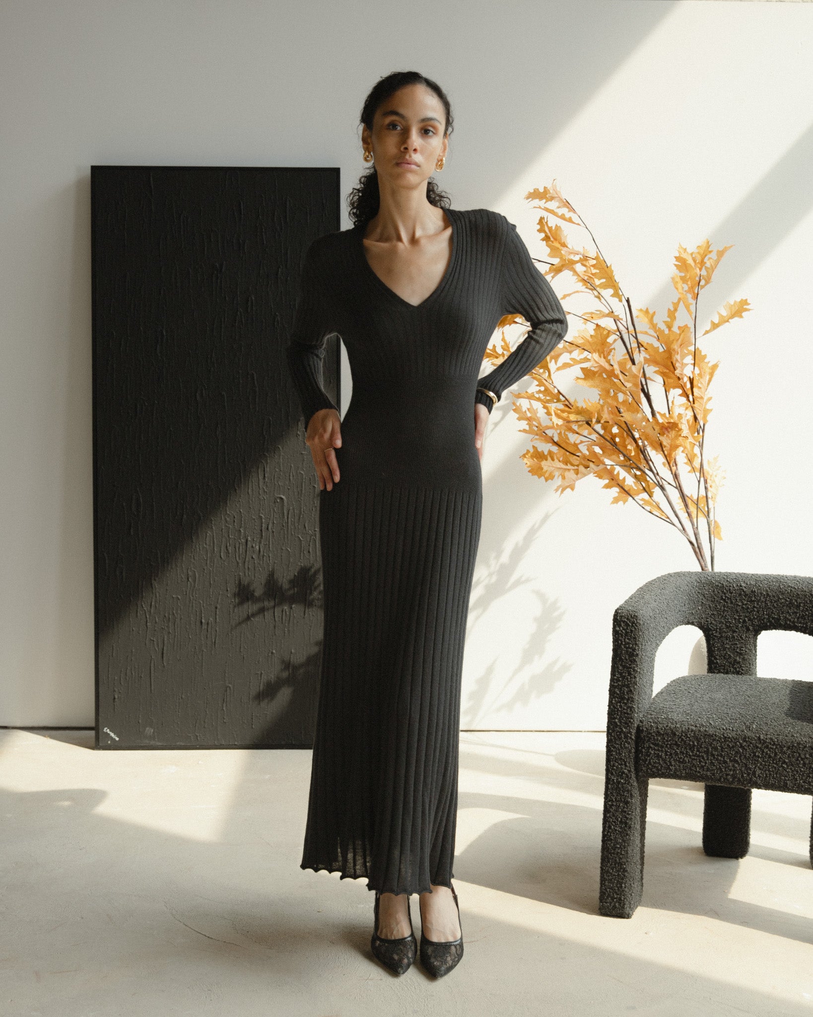 Linea V-Neck Dress Mysto Cashmere