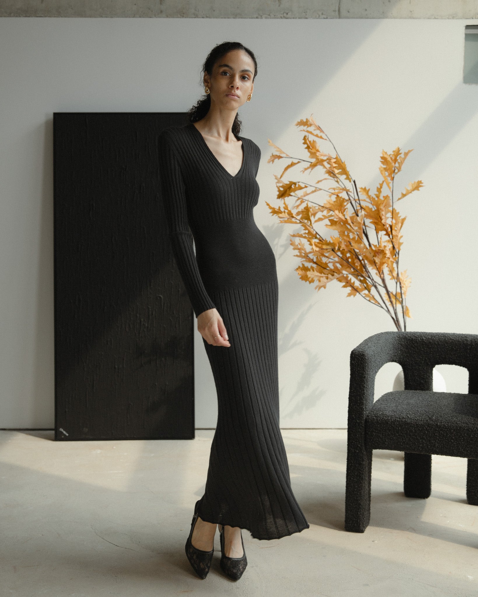 Linea V-Neck Dress Mysto Cashmere
