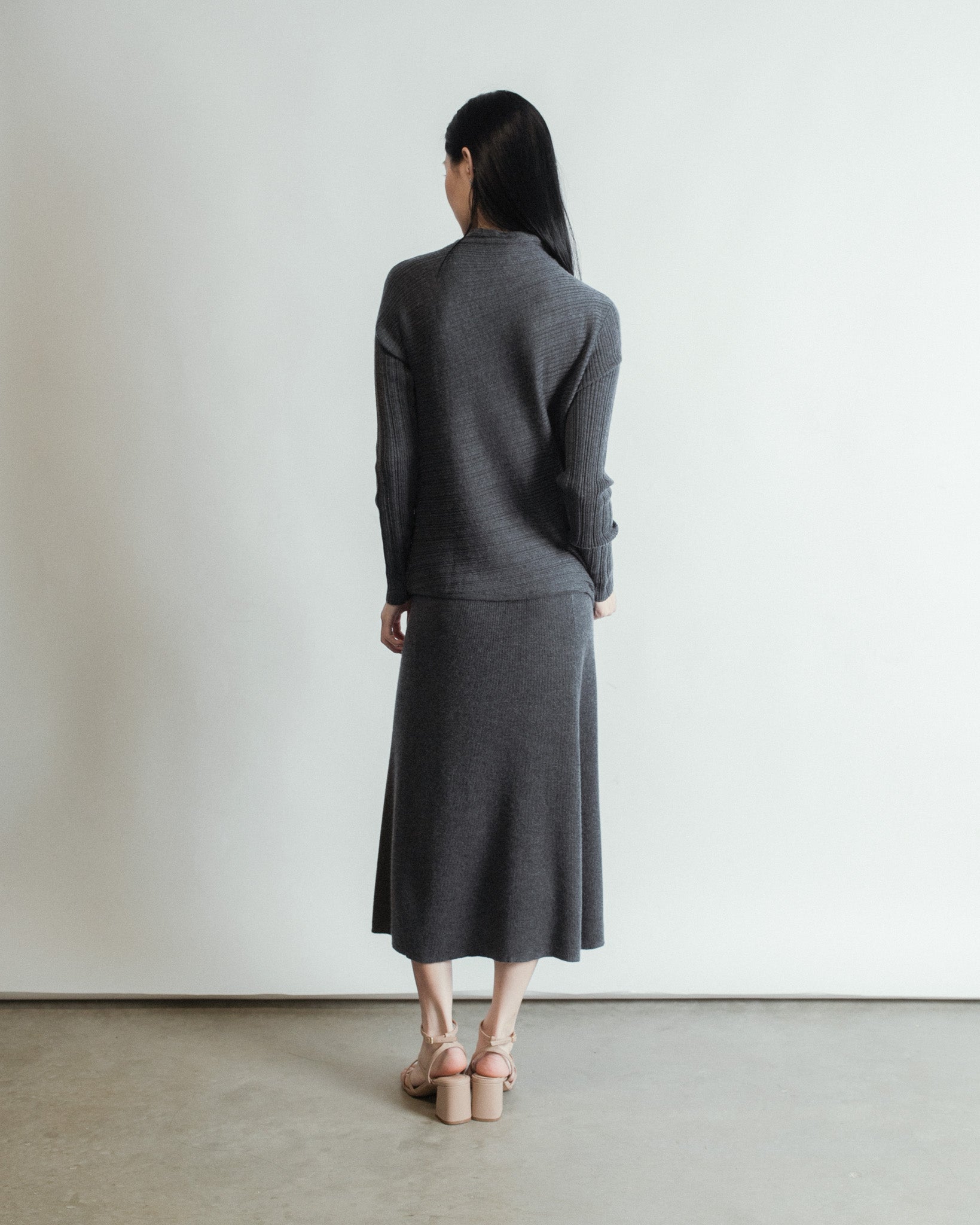 Linea Asymmetric Cashmere Mock Neck Mysto Cashmere
