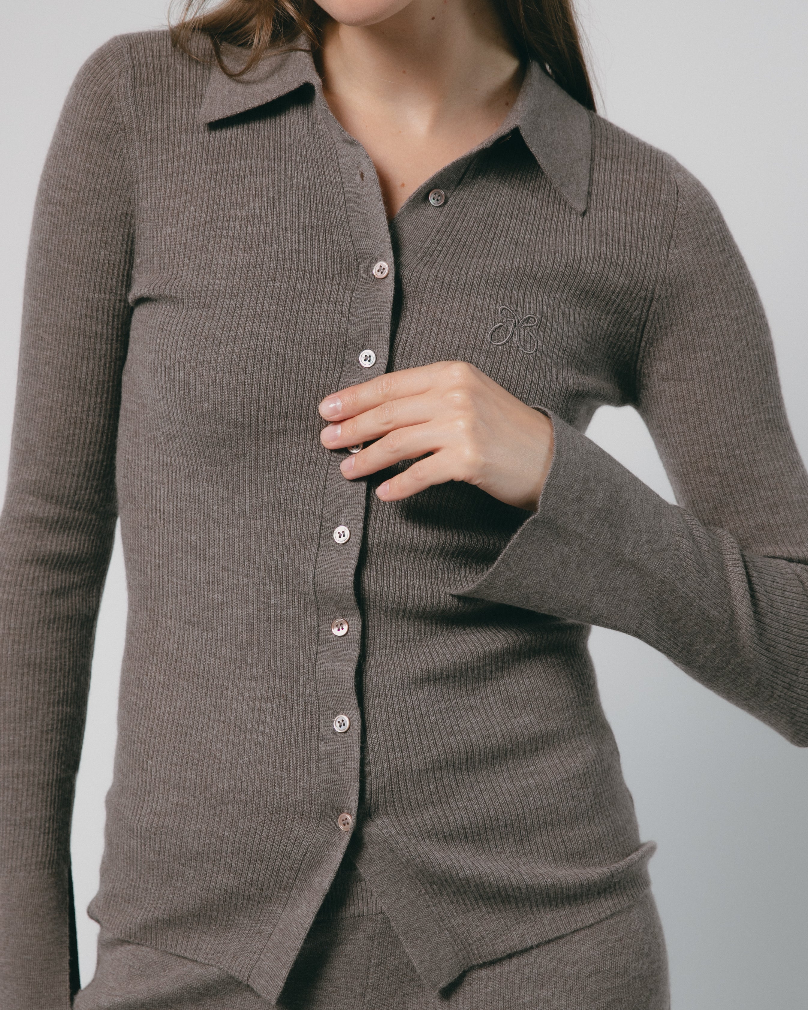 Linea Collared Cashmere Cardigan Mysto Cashmere