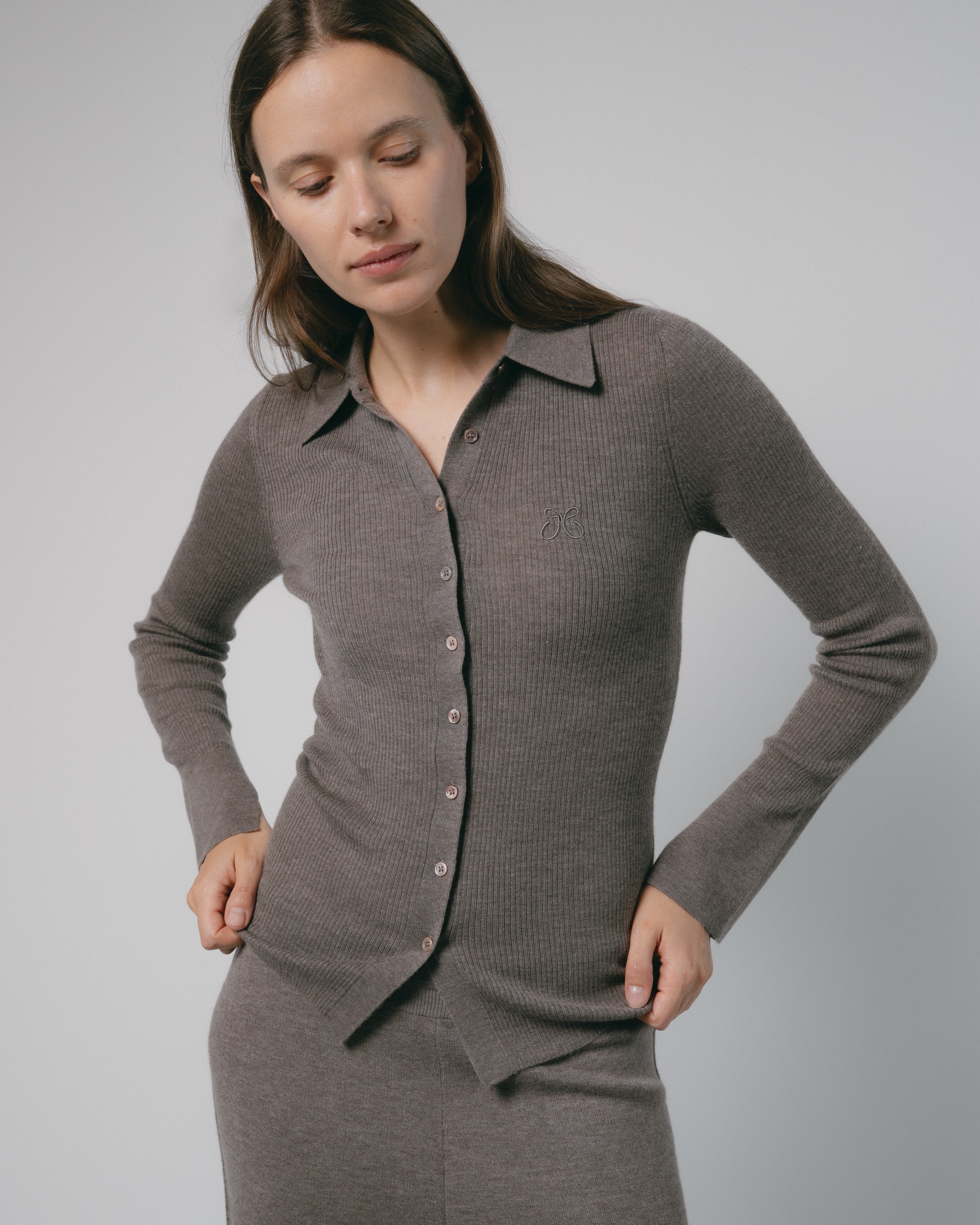 Linea Collared Cashmere Cardigan Mysto Cashmere