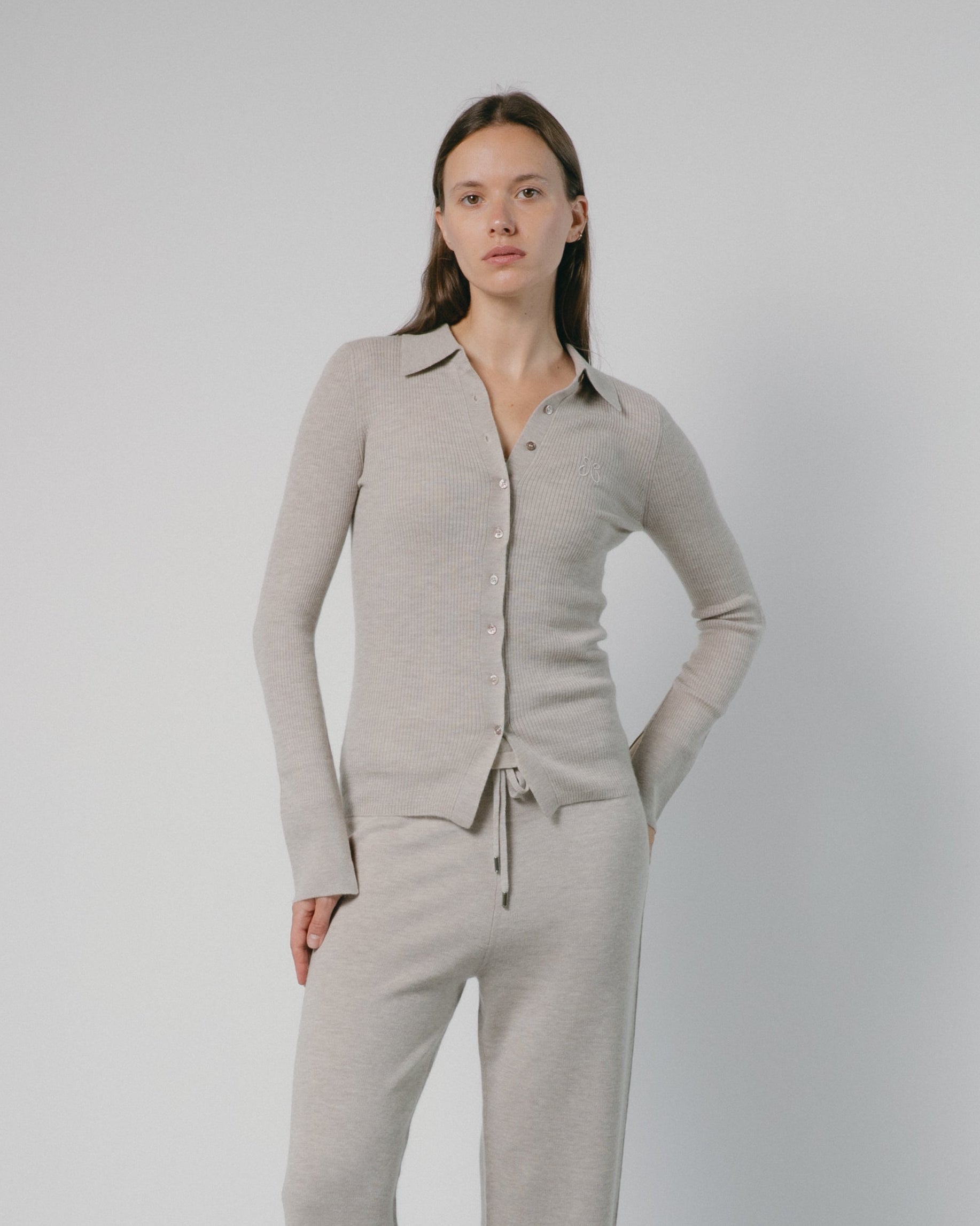 Linea Collared Cashmere Cardigan Mysto Cashmere