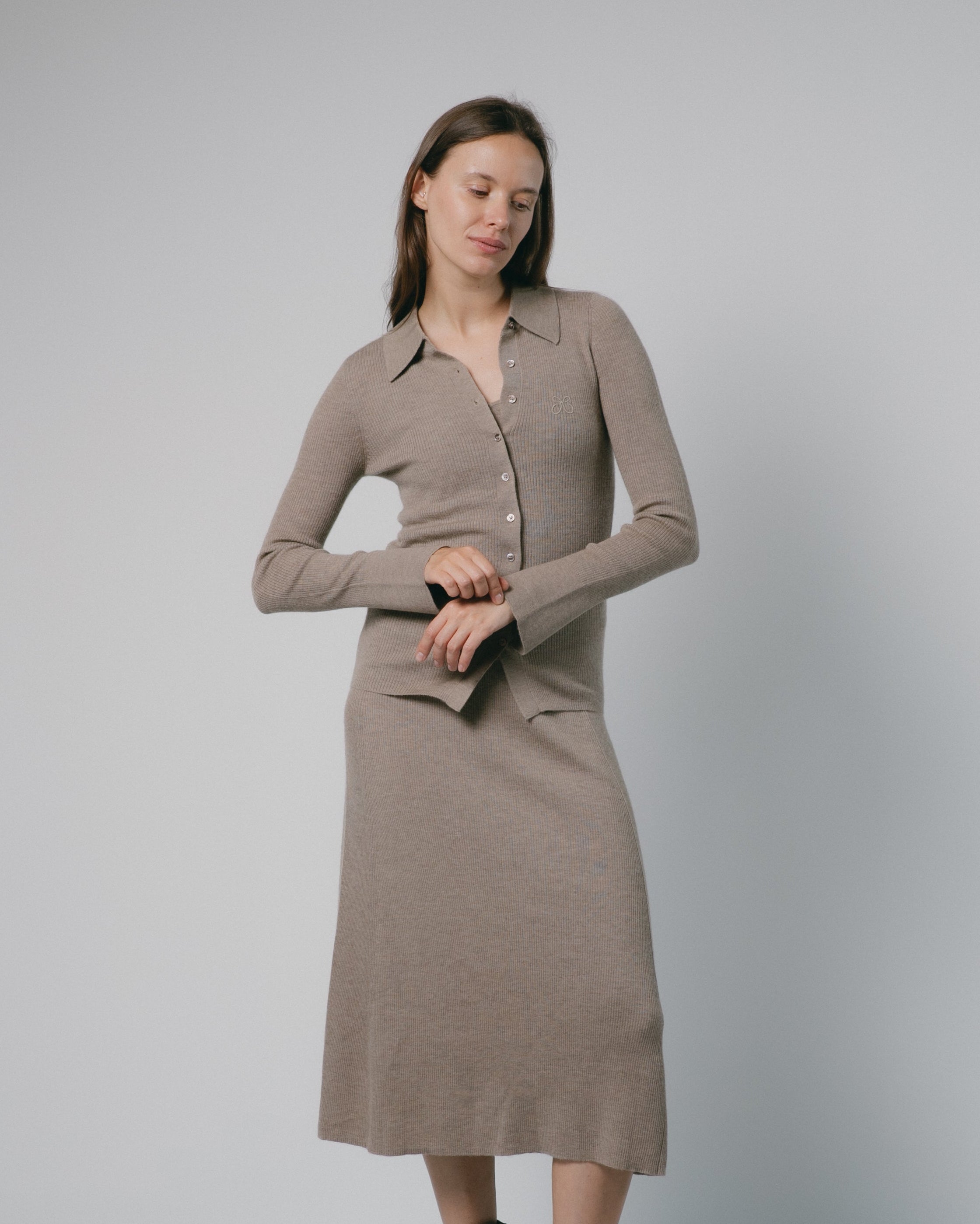 Linea Collared Cashmere Cardigan Mysto Cashmere