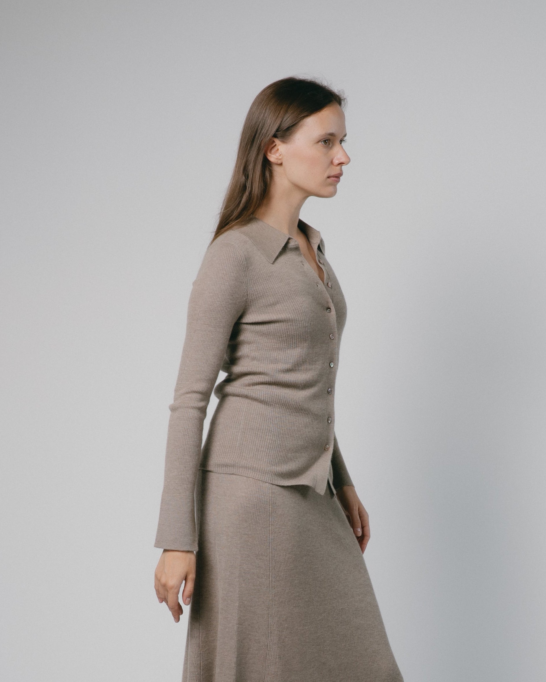 Linea Collared Cashmere Cardigan Mysto Cashmere