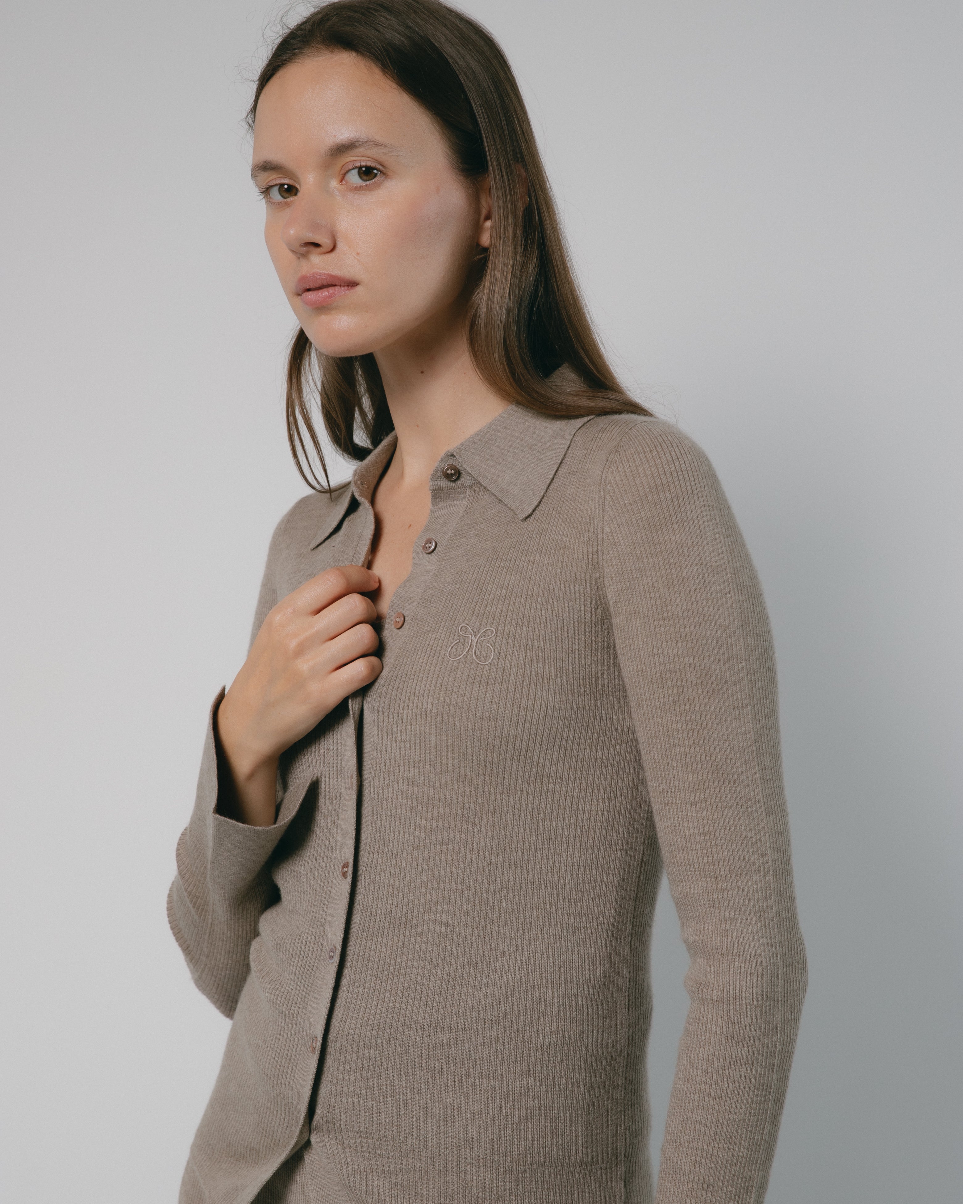 Linea Collared Cashmere Cardigan Mysto Cashmere