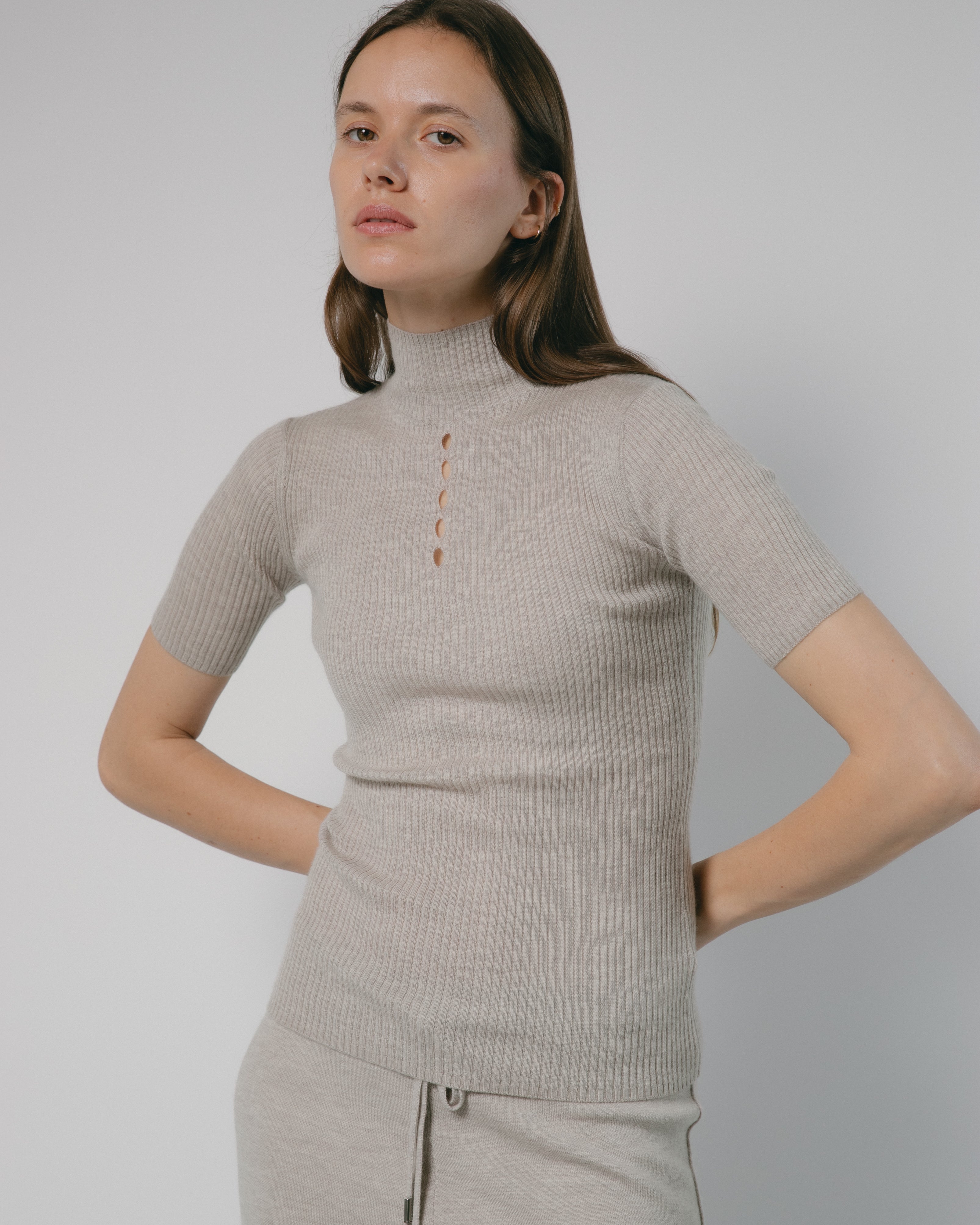 Linea Cashmere Mock Neck Top Mysto Cashmere