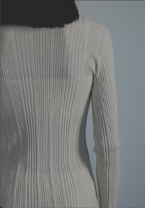 Back view of women’s fine rib cashmere top