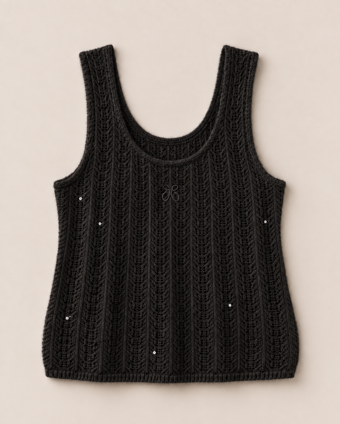 Cashmere Lace Knit Tank in Americano, Mysto Cashmere