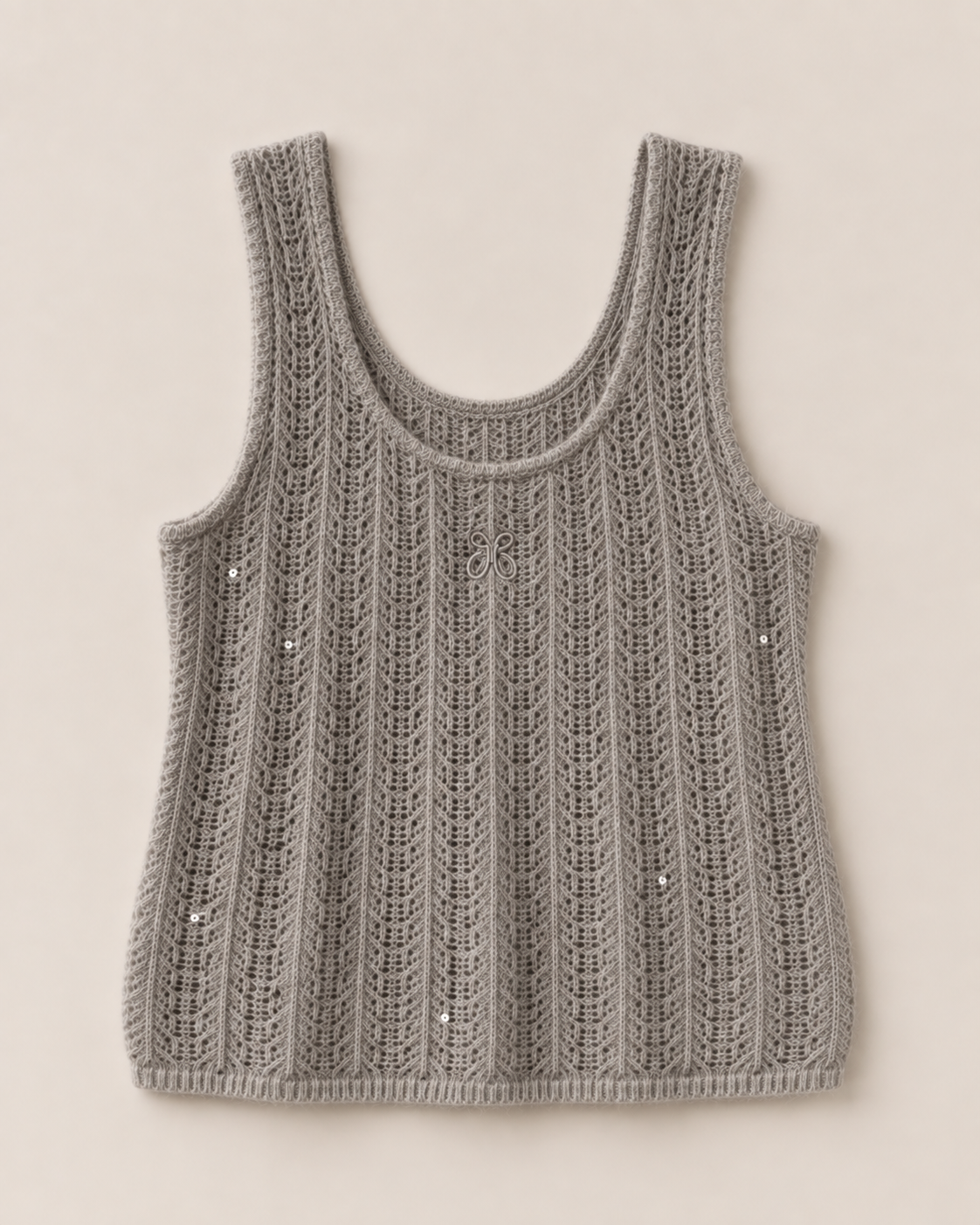 Cashmere Lace Knit Tank in Cloud, Mysto Cashmere
